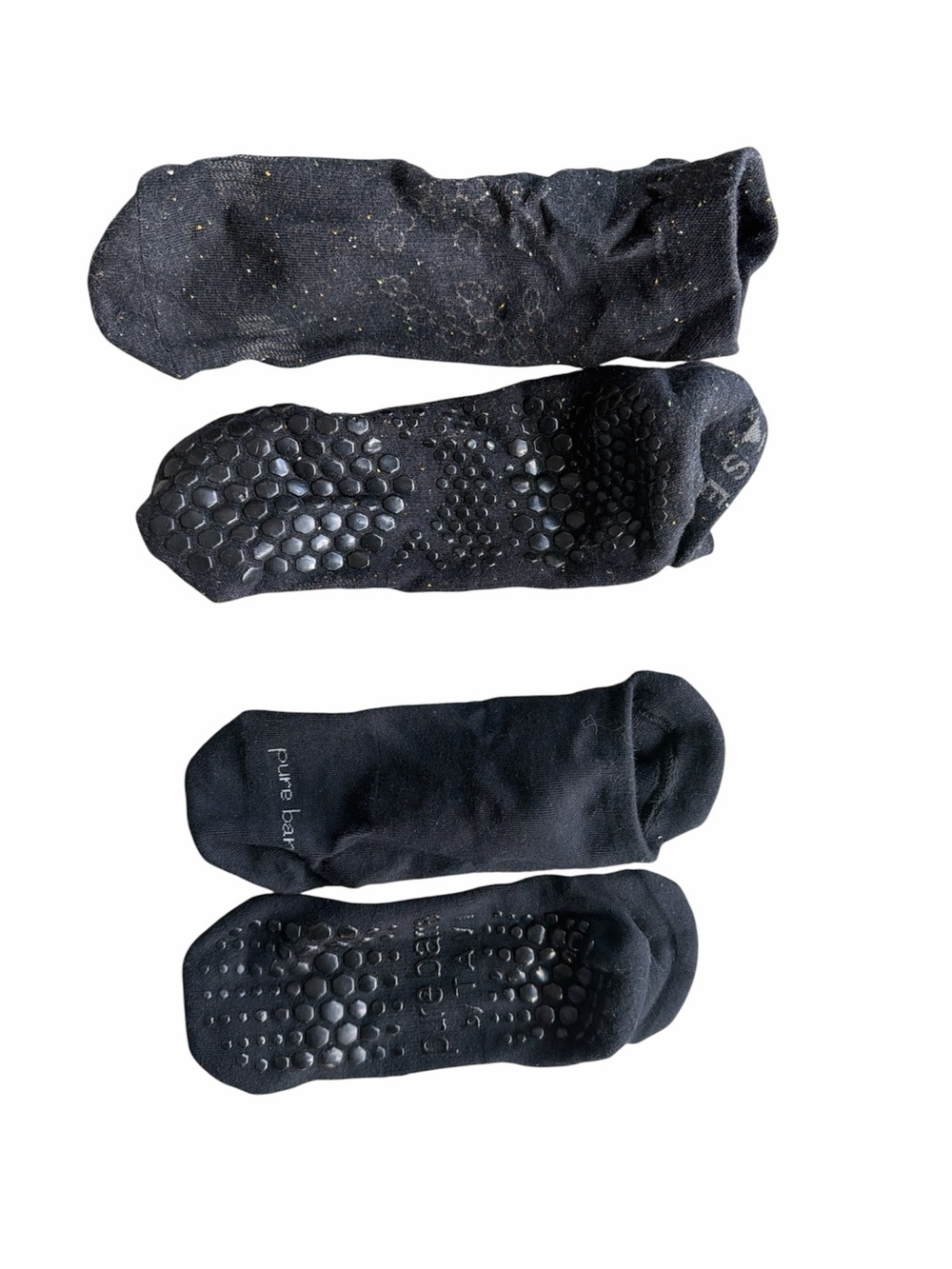 Pilates Pure Barre Black Low-Cut Grip Athletic Socks - Non-Slip Studio Pair